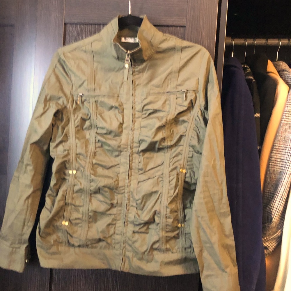 Army green ruched jacket